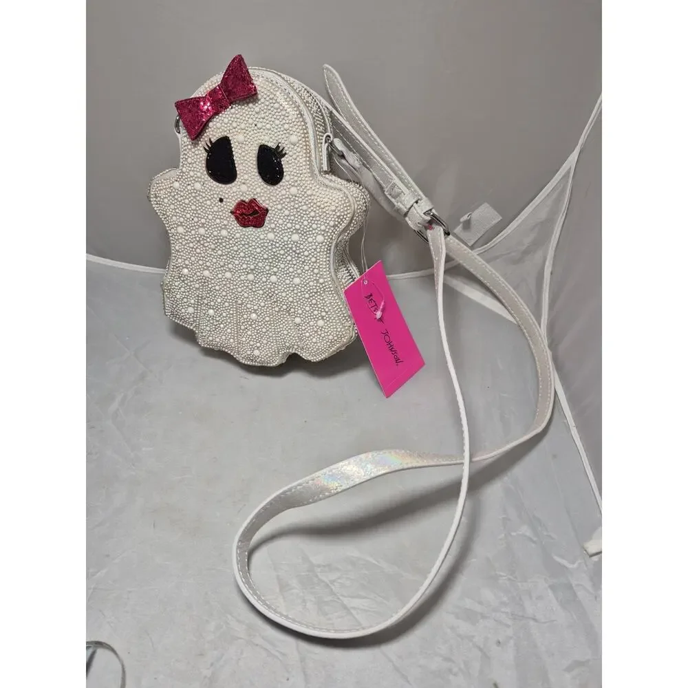 💥 Betsey Johnson “Boo-Tiful Ghoul” 2024 Pearl Ghost Crossbody Bag - New